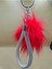 Gümüş Taşlı Tilki Tüyü Kırmızı Angel Anahtarlık 1