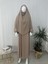 Yandan Büzgülü Elbise Sufle Esarp Takım Jilbab,abaya,hijab ( Hac ve Umre Için Uygundur) Bej 1