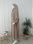 Yandan Büzgülü Elbise Sufle Esarp Takım Jilbab,abaya,hijab ( Hac ve Umre Için Uygundur) Bej 2