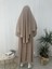 Yandan Büzgülü Elbise Sufle Esarp Takım Jilbab,abaya,hijab ( Hac ve Umre Için Uygundur) Bej 4