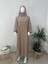 Yandan Büzgülü Elbise Sufle Esarp Takım Jilbab,abaya,hijab ( Hac ve Umre Için Uygundur) Bej 5