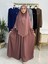 Ferace & Abaya Sufle Esarp ve Üsten Robalı Kemerli Elbise Takım .hac ve Umre Için Uygundur Gül 1