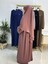 Ferace & Abaya Sufle Esarp ve Üsten Robalı Kemerli Elbise Takım .hac ve Umre Için Uygundur Gül 4
