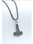 Thor Mjollnir Hammer Deri ip Kolye - Gümüş Kaplama - Kadın Erkek Kolye - No:839 1