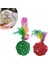 2li Rattan Renkli Peluş Tüy Kedi Köpek Oyuncak Yakalama Çiğneme Çıngıraklı Top Oyuncağı (4604) 2