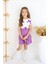Kız Çocuk Kurdela Detay Etek Takım Mor-Beyaz YMN09 1