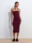 91422 Straplez Elbise-Bordo 1