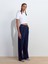 71617 Kemerli Yüksek Bel Pantolon-Indigo 3