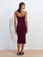 91422 Straplez Elbise-Bordo 2