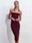91422 Straplez Elbise-Bordo 3