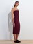 91422 Straplez Elbise-Bordo 5