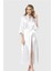 Arias Closet Beyaz Uzun Saten Sabahlık OZN-12546 1