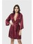 Arias Closet Bordo Kısa Saten Sabahlık OZN-12536 1