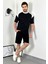 Unisex Siyah Beyaz Oversize Şort-T-Shirt Takımı 2