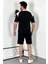 Unisex Siyah Beyaz Oversize Şort-T-Shirt Takımı 4