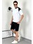 Unisex Oversize Beyaz Omzu Siyah T-Shirt 2
