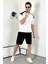 Unisex Oversize Beyaz Omzu Siyah T-Shirt 4