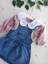 Kız Çocuk Muslin Bluz Kot Elbise 2li Kız Bebek Takımı 9-12-18-24 2