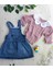 Kız Çocuk Muslin Bluz Kot Elbise 2li Kız Bebek Takımı 9-12-18-24 2