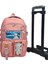 2 Kademeli Çekcekli Tekerlekli Portatif Kore Tarzı Pembe, Aksesuarlı Laptop Bölmeli Erkek,kız Çocuk Okul Çantası 44*34*23 cm 4