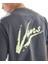 Brush Script Loose Tişört Asphalt/shadow Lime 5