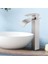 Inox Çanak Lavabo Bataryası Oval Çıkış Yüksek Havza Model Uzun Çift Giriş Musluk Banyo Mat Gri 2