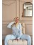 Buz Mavi Dublin Sabahlıklı Kadın Pijama Takımı 4