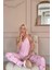 Pembe Dont Wake Me Up Baskılı Ip Askılı Örme Kadın Pijama Takımı 2