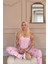 Pembe Dont Wake Me Up Baskılı Ip Askılı Örme Kadın Pijama Takımı 3
