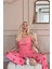 Pudra Sweet Dreams Baskılı Ip Askılı Örme Kadın Pijama Takımı 2