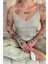 Yeşil Monday Morning Baskılı Ip Askılı Örme Kadın Pijama Takımı 5