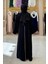 Önden Bağlama Detaylı Abaya 70005 Siyah 2