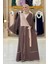Önden Bağlama Detaylı Abaya 70005 Kahverengi 1