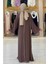 Önden Bağlama Detaylı Abaya 70005 Kahverengi 2