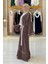 Önden Bağlama Detaylı Abaya 70005 Kahverengi 3