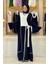 Önden Bağlama Detaylı Abaya 70005 Lacivert 1