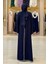 Önden Bağlama Detaylı Abaya 70005 Lacivert 2