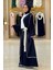 Önden Bağlama Detaylı Abaya 70005 Lacivert 3
