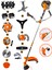 Alman EF-990 11 In 1 Pcs Full Set Yan Tipi Benzinli Tırpan +Toprak Eşeleme+Akrobat Çapa Roket Başlık 1