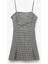 Ince Askılı Kolsuz Ekoseli Bodycon Mini Elbise 3