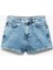 Normal Bel Taş Detaylı Pamuklu Mini Denim Şort 4