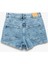 Normal Bel Taş Detaylı Pamuklu Mini Denim Şort 5