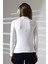 Uzun Kol Dik Yaka Basic Kadın Body T-Shirt 21950 Ekru 4