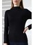 Uzun Kol Dik Yaka Basic Kadın Body T-Shirt 21950 Siyah 3