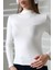 Uzun Kol Dik Yaka Basic Kadın Body T-Shirt 21950 Ekru 3