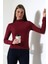 Uzun Kol Dik Yaka Basic Kadın Body T-Shirt 21950 Bordo 3