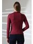 Uzun Kol Dik Yaka Basic Kadın Body T-Shirt 21950 Bordo 4