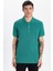 Erkek Slim Fit Dar Kesim %100 Pamuk Yeşil Yaka Tişört 1