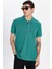 Erkek Slim Fit Dar Kesim %100 Pamuk Yeşil Yaka Tişört 3