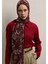 Rosella Desen Ipek Krep Şal Bordo 3